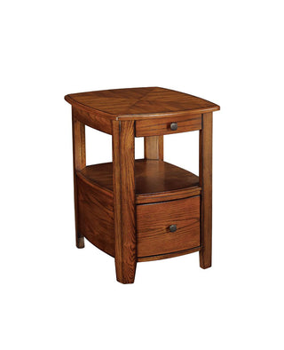 Chairside Table with Two Drawers in Medium Brown