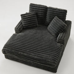 Chaise Lounge, Gray Faux Fur, Solid Wood Frame, Black Legs