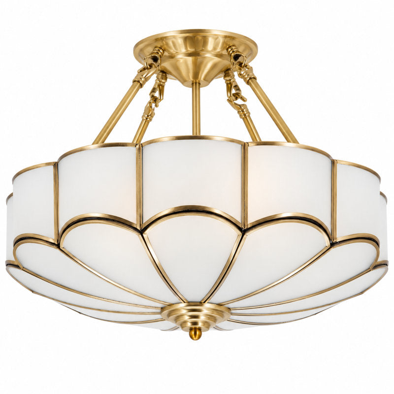 Chandelier, 1-Light Gold Fixture with Yellow Shade
