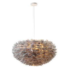 Chandelier, 1-Light Metal Frame with Goose Feather Ball Shade