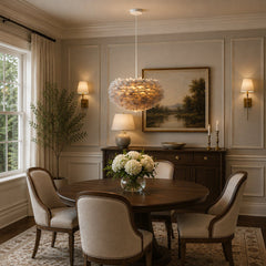Chandelier, 1-Light Metal Frame with Goose Feather Ball Shade