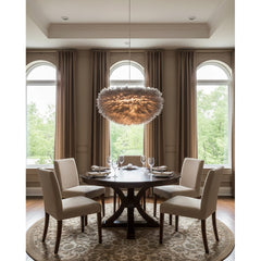 Chandelier, 1-Light Metal Frame with Goose Feather Ball Shade
