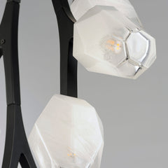 Chandelier, 10 LED Lights, Frosted Glass Shade in Black Metal Frame