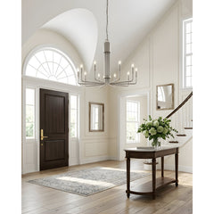 Chandelier, 10-Light Flat Bottom Design in Brushed Nickel