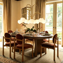 Chandelier, 10-Light Glass Globe, White Shades with Gold Finish