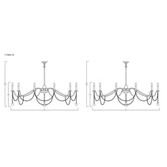 Chandelier, 10 Lights, Warm Brass Metal with Large Round Crystal Drops