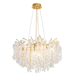 Chandelier, 11-Light Branch Design with Clear Crystal Raindrops in Gold