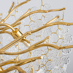 Chandelier, 11-Light Branch Design with Clear Crystal Raindrops in Gold