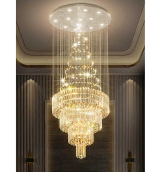 Chandelier, 12 LED Lights, Clear Crystal in Silver Stainless Steel