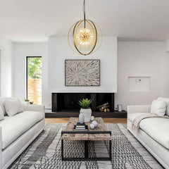 Chandelier, 12-Light, Gold Metal Frame with Clear Crystal Beads