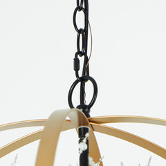 Chandelier, 12-Light, Gold Metal Frame with Clear Crystal Beads