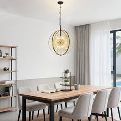 Chandelier, 12-Light, Gold Metal Frame with Clear Crystal Beads