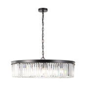 Chandelier, 12-Light Iron Wagon Wheel with Clear Crystals
