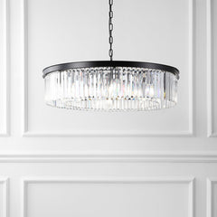 Chandelier, 12-Light Iron Wagon Wheel with Clear Crystals