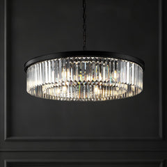 Chandelier, 12-Light Iron Wagon Wheel with Clear Crystals