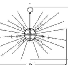 Chandelier, 12-Light Sphere Design with Gold Finish