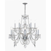 Chandelier, 12-Light Tiered Fixture with Crystal Swags in Chrome