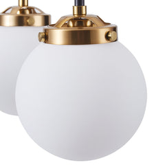 Chandelier, 12-Light with White Glass Shades in Gold Finish