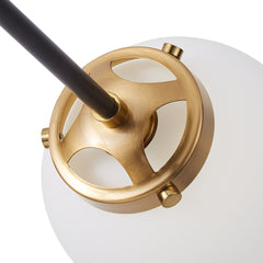 Chandelier, 12-Light with White Glass Shades in Gold Finish