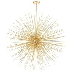 Chandelier, 14 Lights, Glass and Steel in Gold Leaf Finish