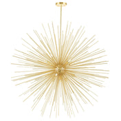 Chandelier, 14 Lights, Glass and Steel in Gold Leaf Finish