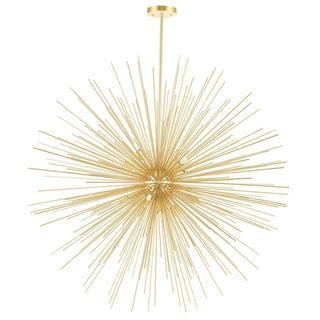 Chandelier, 14 Lights, Glass and Steel in Gold Leaf Finish