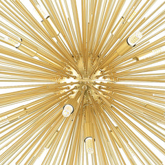 Chandelier, 14 Lights, Glass and Steel in Gold Leaf Finish
