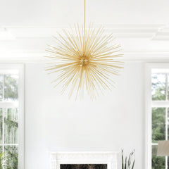 Chandelier, 14 Lights, Glass and Steel in Gold Leaf Finish