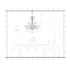 Chandelier, 15-Light Two-Tier Steel with Crystal Beads in English Bronze