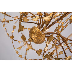 Chandelier, 15 Lights, Antiqued Gold Metal with Resin Swags