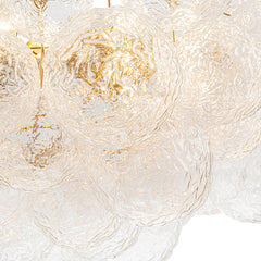 Chandelier, 15 Lights, Clear Water Glass Bubbles in Brushed Brass