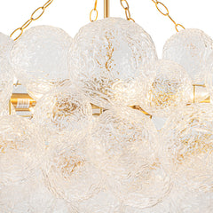 Chandelier, 15 Lights, Clear Water Glass Bubbles in Brushed Brass