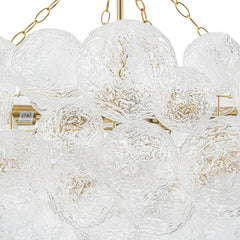 Chandelier, 15 Lights, Clear Water Glass Bubbles in Brushed Brass