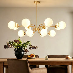 Chandelier, 16-Light Two-Tier, Opal White Glass Shades in Gold Finish