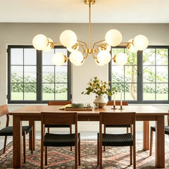 Chandelier, 16-Light Two-Tier, Opal White Glass Shades in Gold Finish
