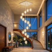 Chandelier, 16 Lights, Crystal and Stainless Steel in Silver
