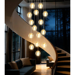 Chandelier, 16 Lights, Crystal and Stainless Steel in Silver