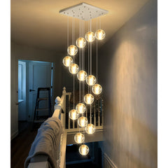 Chandelier, 16 Lights, Crystal and Stainless Steel in Silver