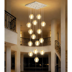 Chandelier, 16 Lights, Crystal and Stainless Steel in Silver