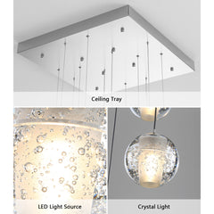 Chandelier, 16 Lights, Crystal and Stainless Steel in Silver