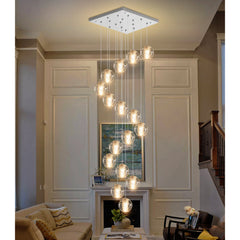 Chandelier, 16 Lights, Crystal and Stainless Steel in Silver