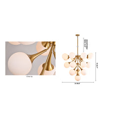 Chandelier, 18-Light, Copper Iron with White Glass Shades