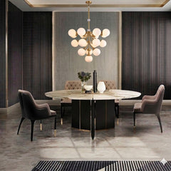 Chandelier, 18-Light, Copper Iron with White Glass Shades