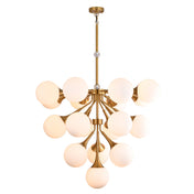 Chandelier, 18-Light, Copper Iron with White Glass Shades
