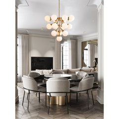 Chandelier, 18-Light, Copper Iron with White Glass Shades