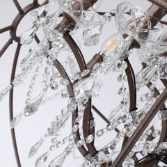Chandelier, 18-Light Two-Tier, Bronze Wrought Iron with Crystal Accents