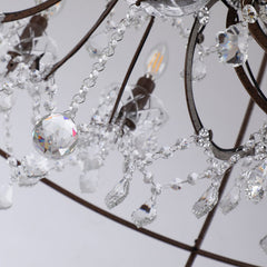 Chandelier, 18-Light Two-Tier, Bronze Wrought Iron with Crystal Accents