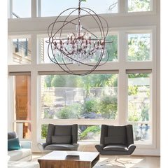 Chandelier, 18-Light Two-Tier, Bronze Wrought Iron with Crystal Accents