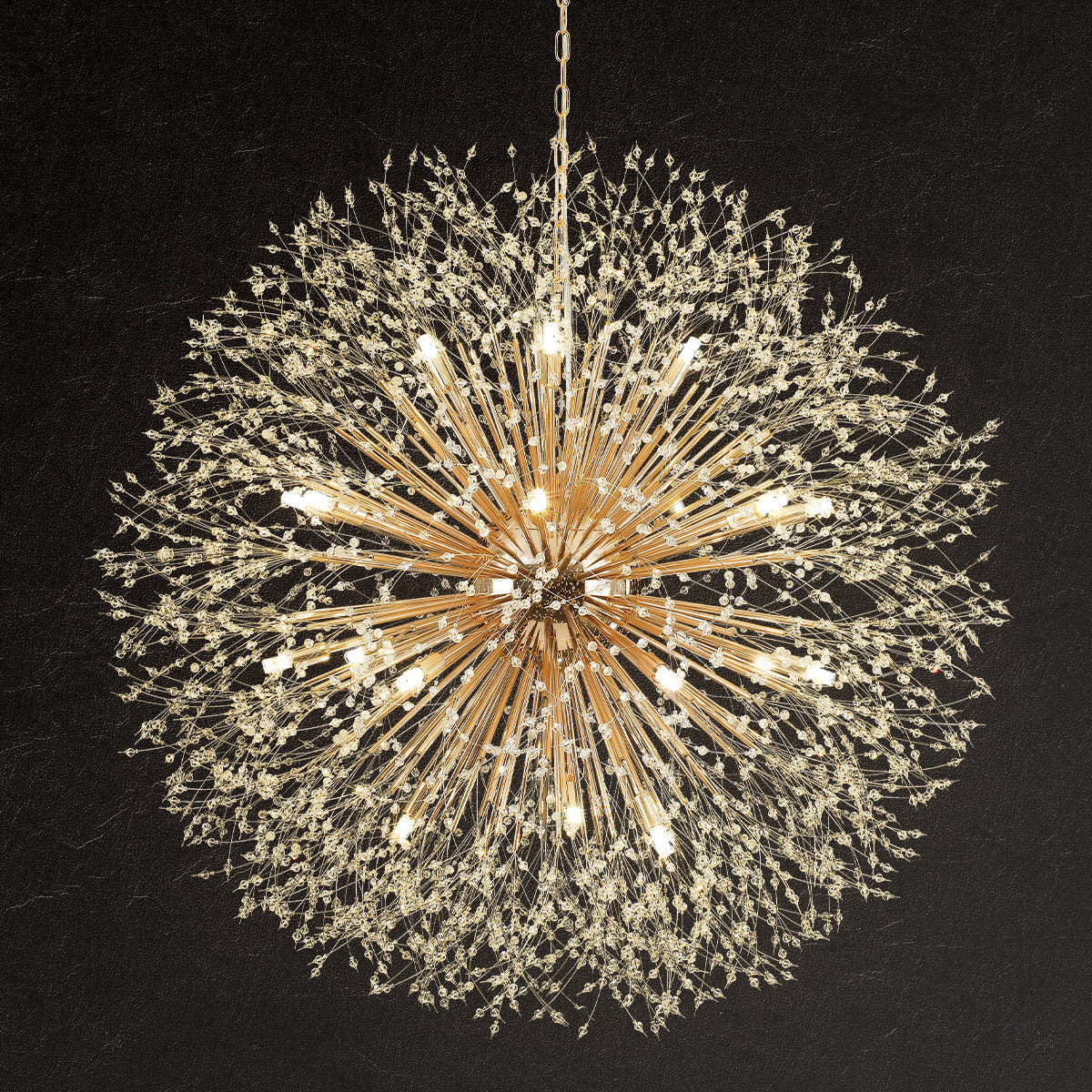 Chandelier, 20-Light Sputnik Sphere with Crystals in Gold