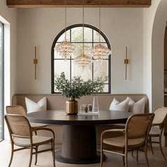 Chandelier, 3-Light, Brass with Clear Crystal Glass Orbs